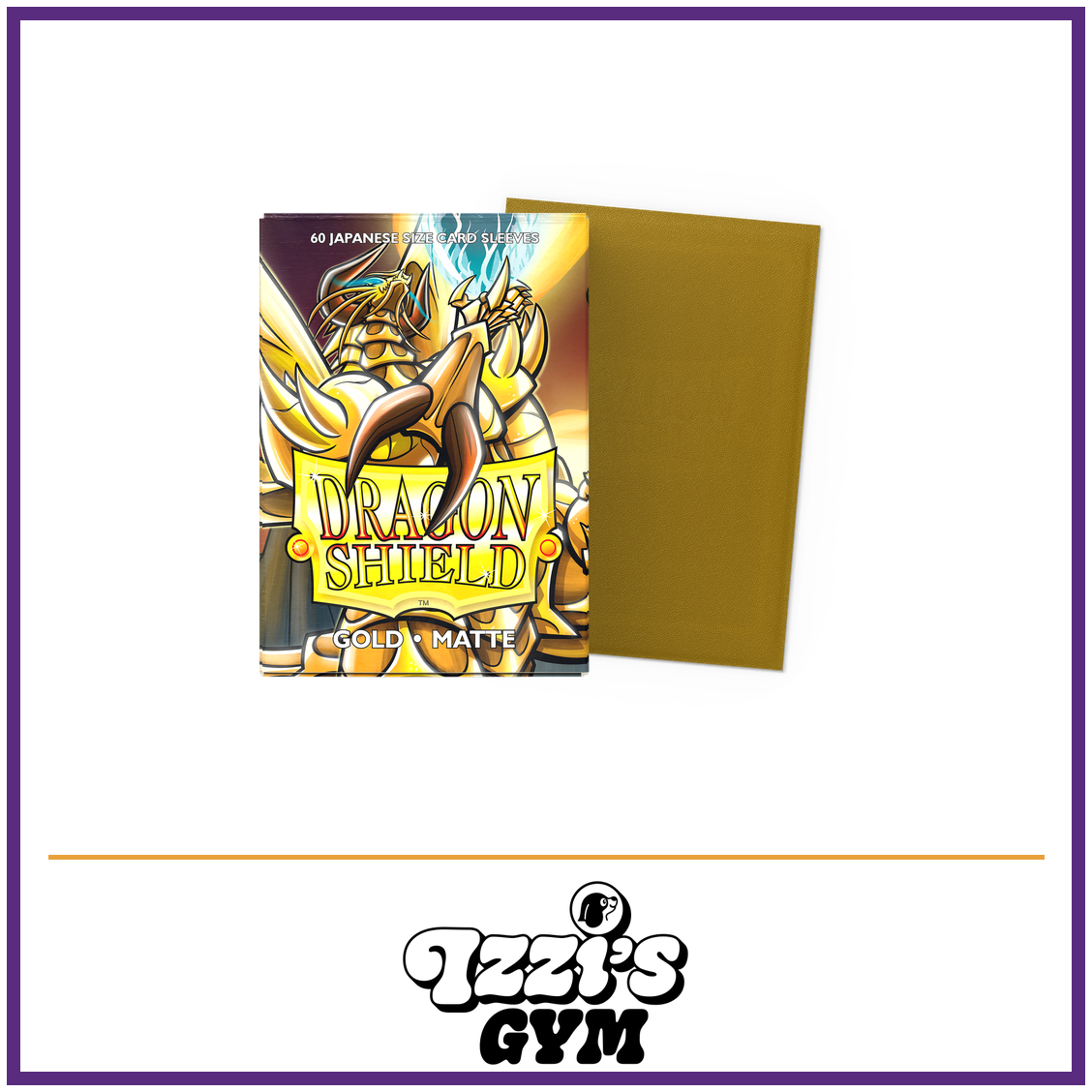 Dragon Shield Gold - Matte Sleeves - Japanese-Size - 60 Count — New product photo with the approved Izzi’s Gym logo