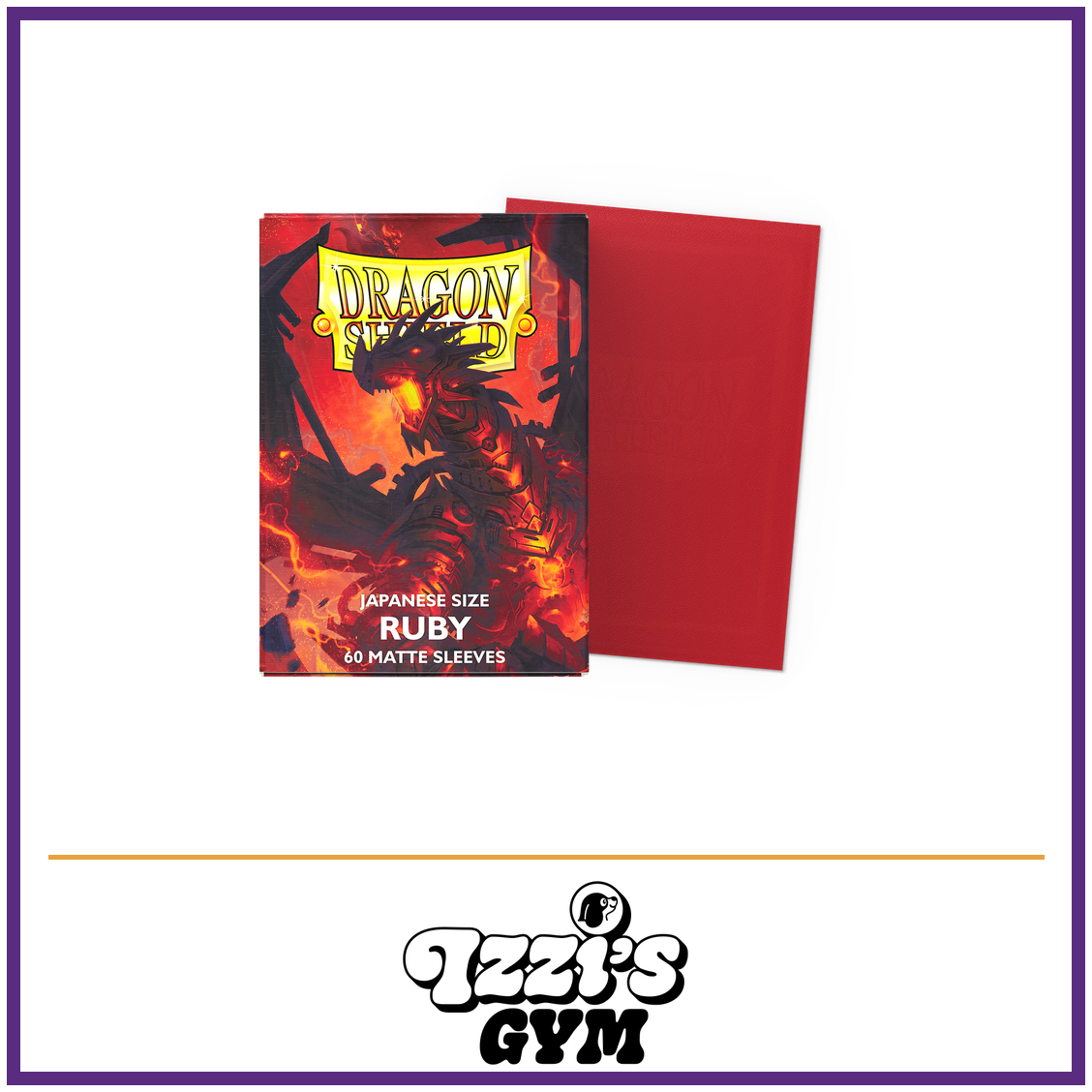 Dragon Shield Ruby - Matte Sleeves - Japanese-Size - 60 Count — New product photo with the approved Izzi’s Gym logo