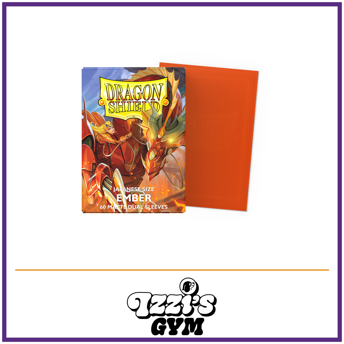Dragon Shield Ember - Matte Dual Sleeves - Japanese-Size - 60 Count — New product photo with the approved Izzi’s Gym logo