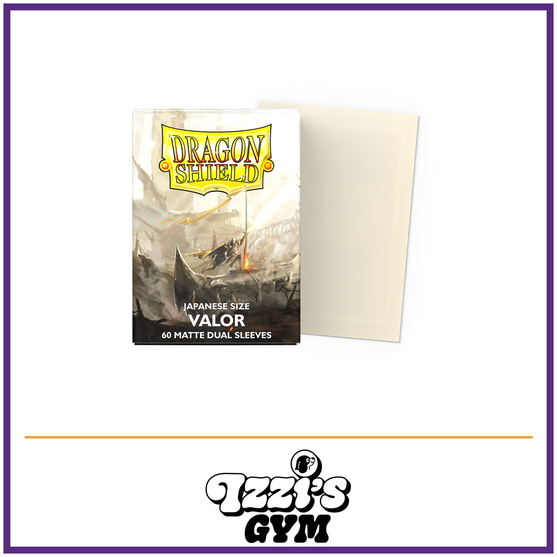Dragon Shield Valor - Matte Dual Sleeves - Japanese-Size - 60 Count — New product photo with the approved Izzi’s Gym logo