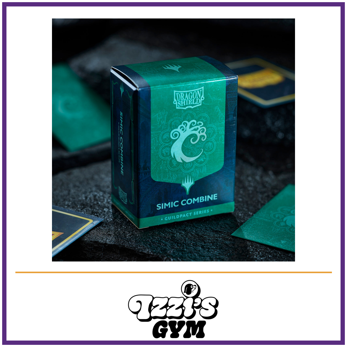 Dragon Shield Guildpact Series - Simic Combine - Matte Dual Art Sleeves - 100 Count — New product photo with the approved Izzi’s Gym logo