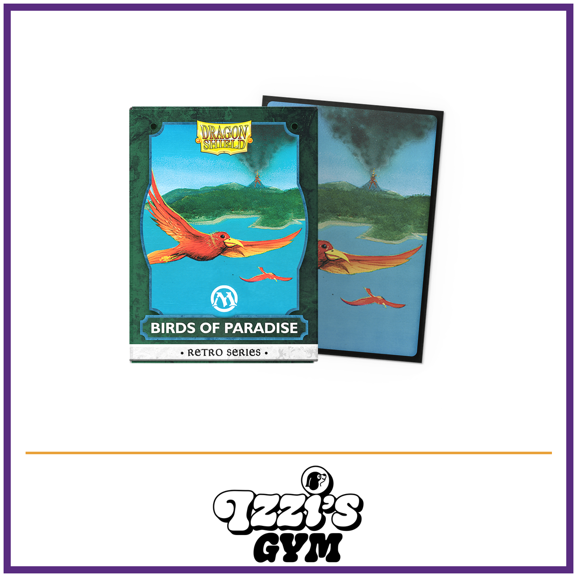 Dragon Shield Retro Series - Birds of Paradise - Brushed Art Sleeves - 100 Count — New product photo with the approved Izzi’s Gym logo