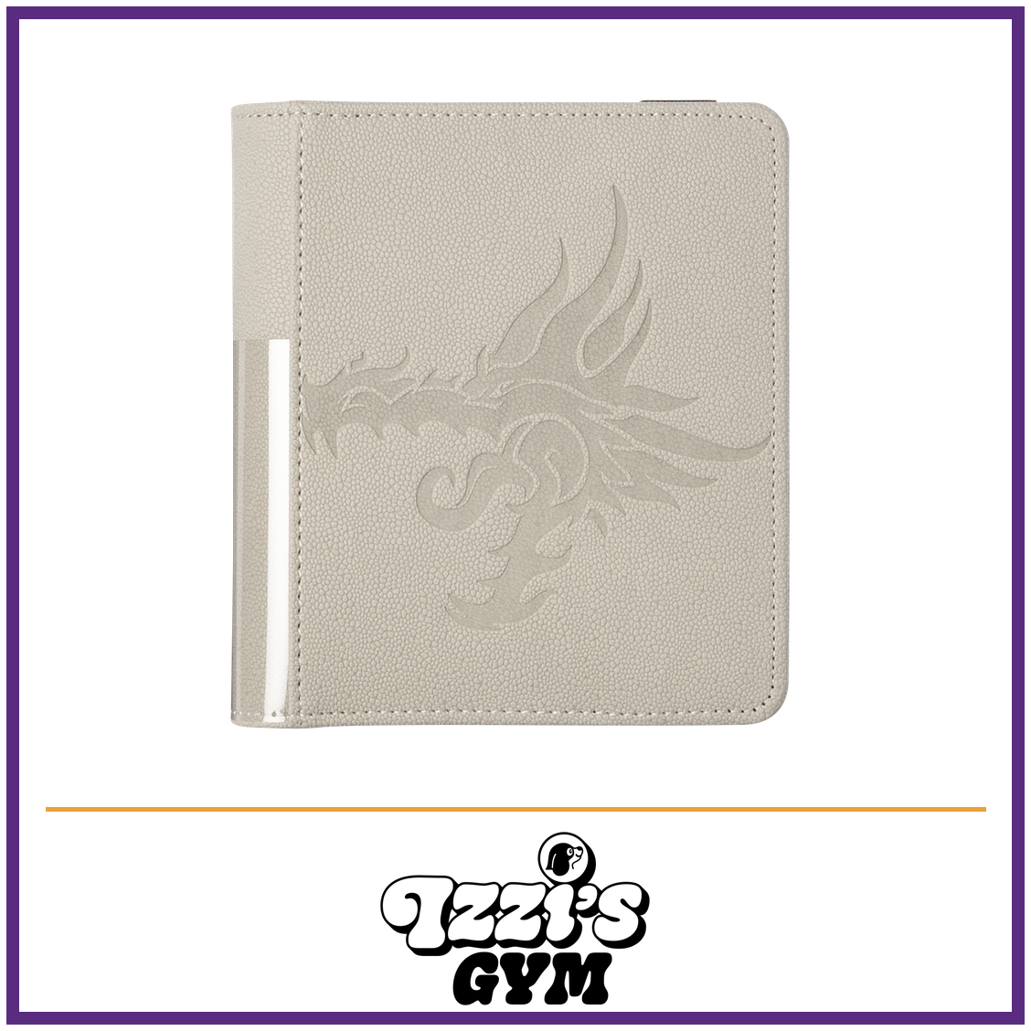 Dragon Shield Card Codex Portfolio 80 - Ashen White — New product photo with the approved Izzi’s Gym logo