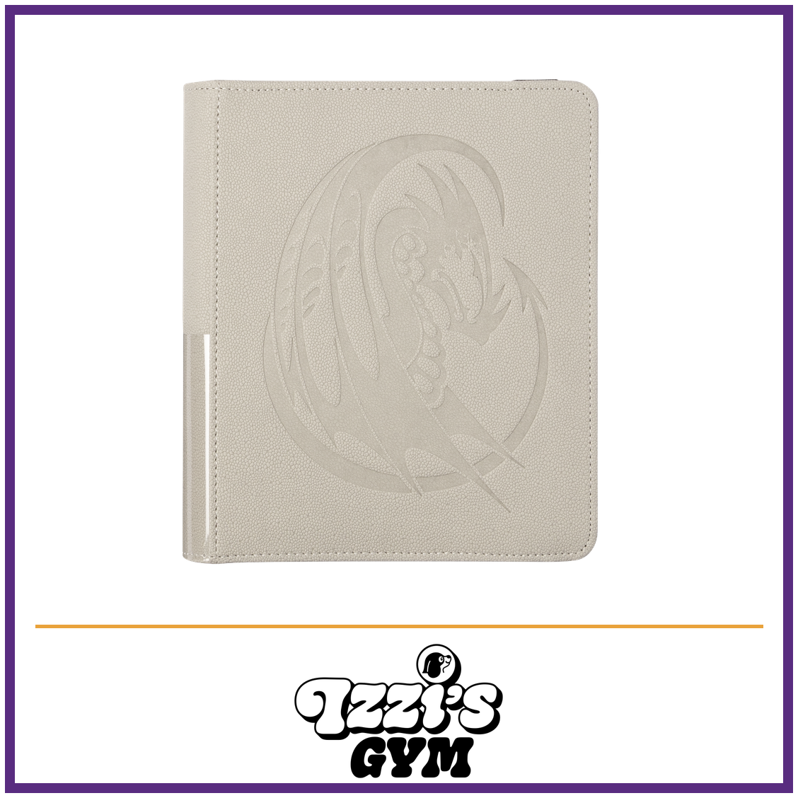 Dragon Shield Card Codex Portfolio 160 - Ashen White — New product photo with the approved Izzi’s Gym logo