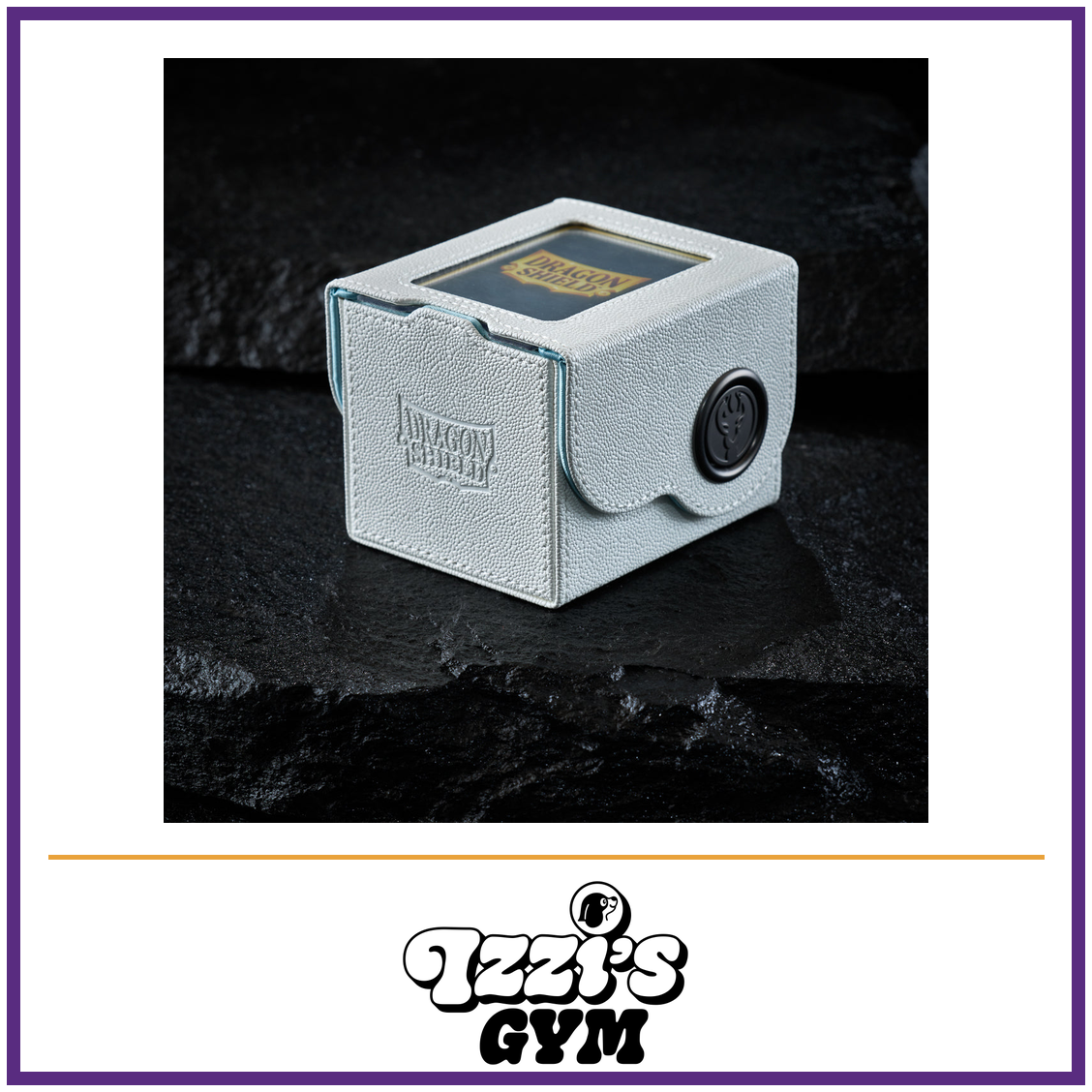 Dragon Shield Dragon Box 100+ White & Aqua — New product photo with the approved Izzi’s Gym logo