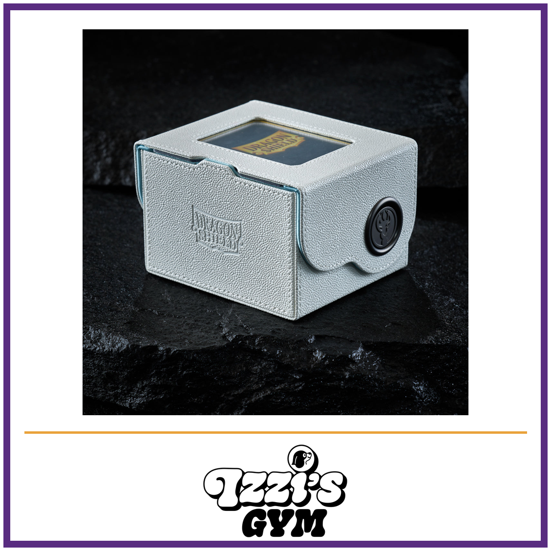 Dragon Shield Dragon Box 150+ White & Aqua — New product photo with the approved Izzi’s Gym logo