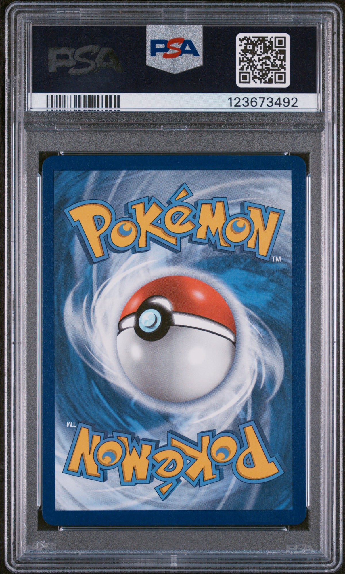 Pokémon Flying Pikachu V #006 Celebrations 2021 English PSA 10, back of PSA slab with certification label, cert 123673492