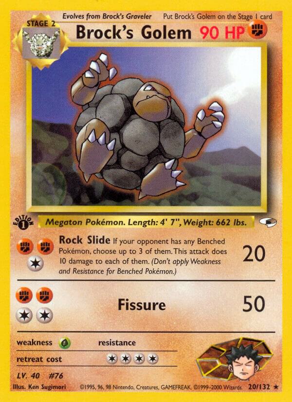 Pokémon Brock's Golem #020/132 Gym Heroes Rare Non-Foil Near Mint Unlimited English Trading Card — catalog front, TCGplayer SKU 1189936