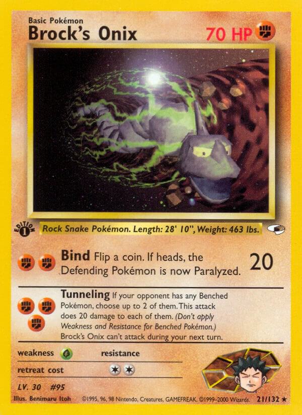 Pokémon Brock's Onix #021/132 Gym Heroes 21 Non-Foil Near Mint Unlimited English Trading Card — catalog front, TCGplayer SKU 1189943