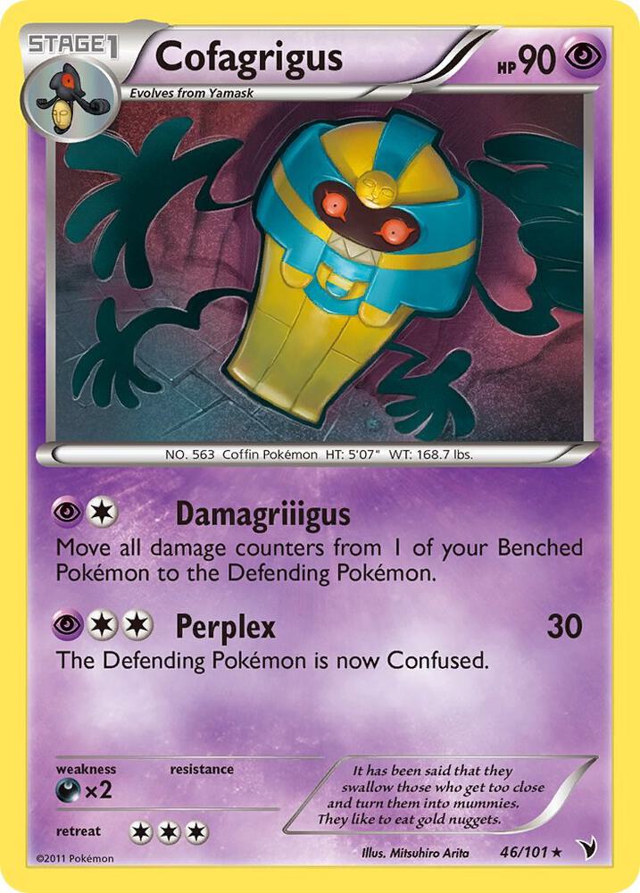 Pokémon Cofagrigus #46/101 Noble Victories 46 Non-Foil Near Mint English Trading Card — catalog front, TCGplayer SKU 1190353