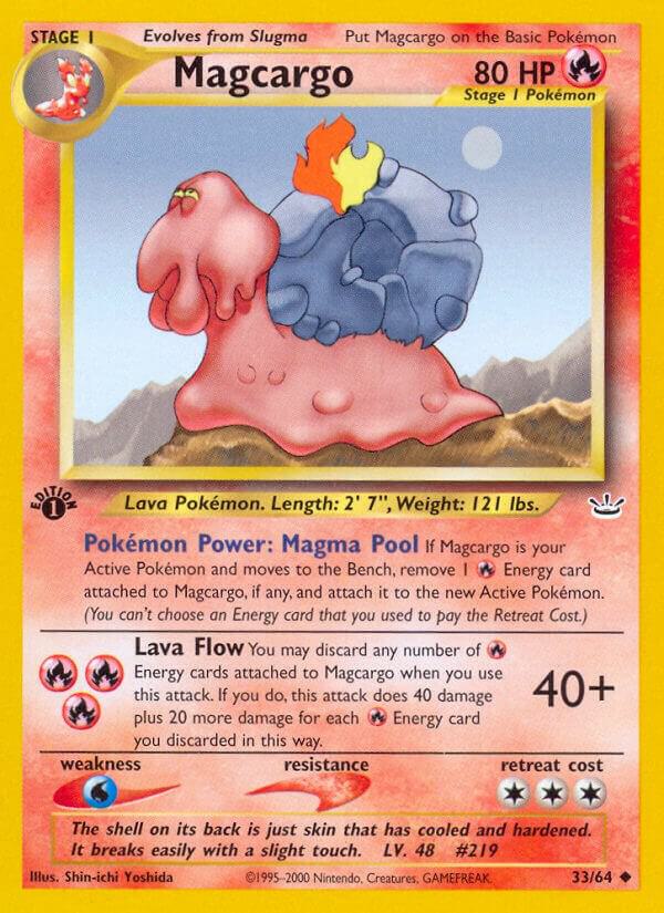 Pokémon Magcargo #33/64 Neo Revelation Uncommon Non-Foil Near Mint Unlimited English Trading Card — catalog front, TCGplayer SKU 1192981