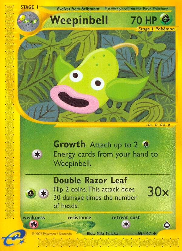 Pokémon Weepinbell #065/147 Aquapolis Uncommon Non-Foil Lightly Played English Trading Card — catalog front, TCGplayer SKU 1203866