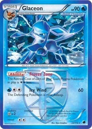 Pokémon Glaceon - 23/116 #023/116 Deck Exclusives BW Plasma Freeze Holofoil Lightly Played English Trading Card — catalog front, TCGplayer SKU 1233768