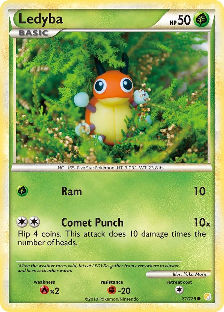 Pokémon Ledyba #71/123 HeartGold SoulSilver Common Reverse Holofoil Near Mint English Trading Card — catalog front, TCGplayer SKU 1243020