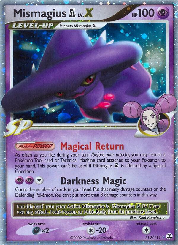 Pokémon Mismagius GL Lv.X #110/111 Rising Rivals Ultra Rare Holofoil Heavily Played English Trading Card — catalog front, TCGplayer SKU 1248638