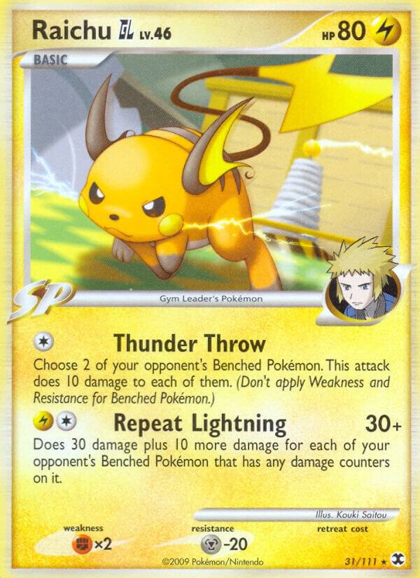Pokémon Raichu GL #31/111 Rising Rivals Rare Reverse Holofoil Near Mint English Trading Card — catalog front, TCGplayer SKU 1248700