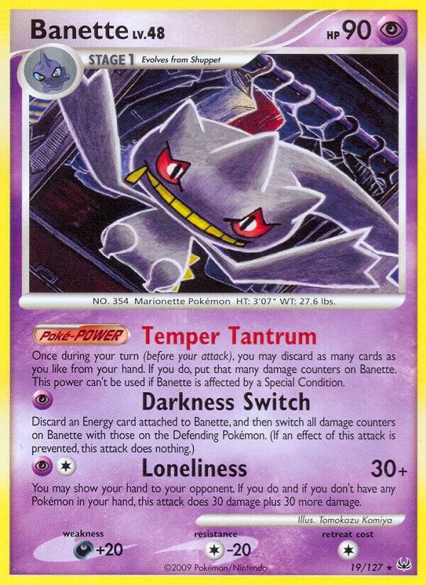 Pokémon Banette #19/127 Platinum Rare Reverse Holofoil Lightly Played English Trading Card — catalog front, TCGplayer SKU 1249404