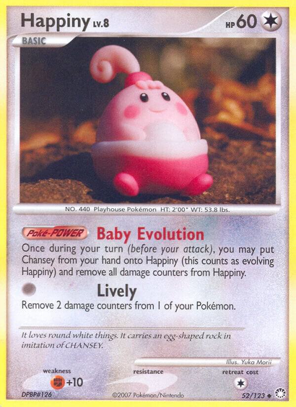 Pokémon Happiny #52/123 Mysterious Treasures Uncommon Reverse Holofoil Lightly Played English Trading Card — catalog front, TCGplayer SKU 1261514
