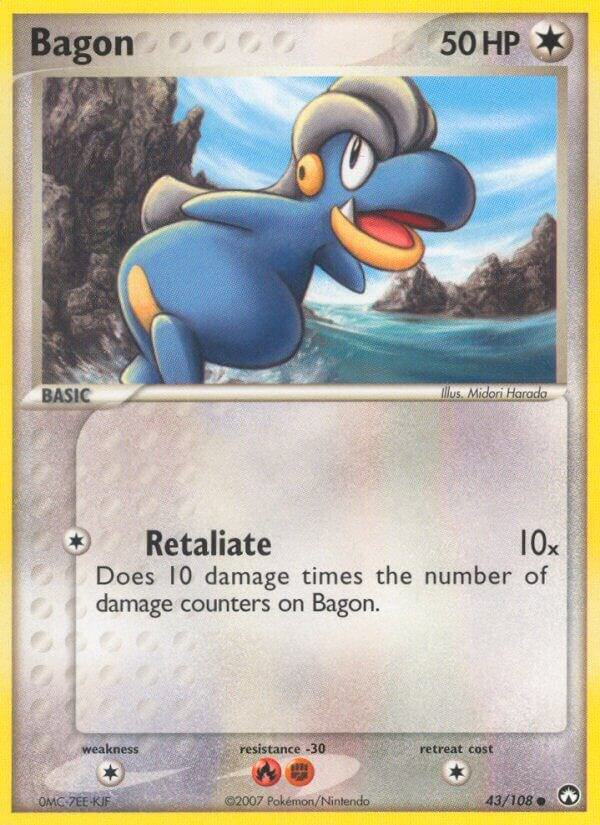 Pokémon Bagon #43/108 EX Power Keepers Common Reverse Holofoil Lightly Played English Trading Card — catalog front, TCGplayer SKU 1262714