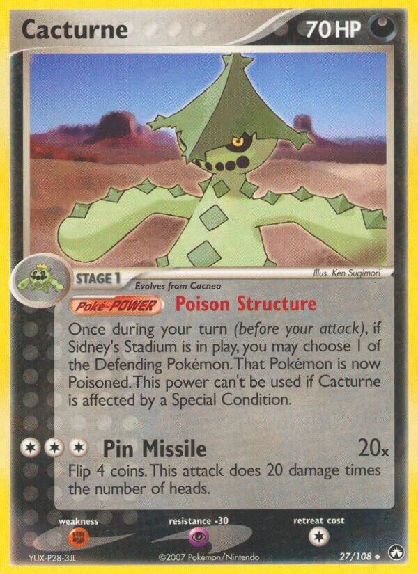 Pokémon Cacturne #27/108 EX Power Keepers Uncommon Reverse Holofoil Lightly Played English Trading Card — catalog front, TCGplayer SKU 1262759