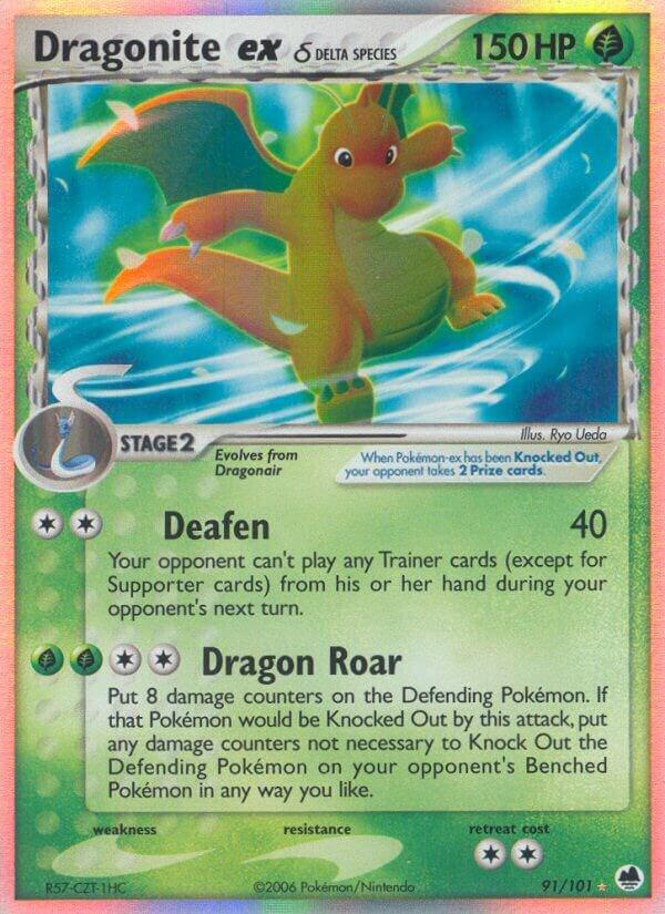 Pokémon Dragonite ex #91/101 EX Dragon Frontiers Delta Species Holofoil Moderately Played English Trading Card — catalog front, TCGplayer SKU 1263360