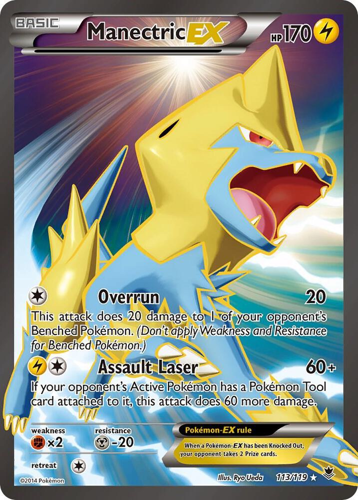 Pokémon Manectric EX #113/119 XY - Phantom Forces 113 Full Art Holofoil Lightly Played English Trading Card — catalog front, TCGplayer SKU 1273072