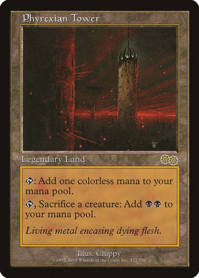 Magic Phyrexian Tower #322 Urza's Saga Rare Non-Foil Near Mint English Trading Card — catalog front, TCGplayer SKU 20448