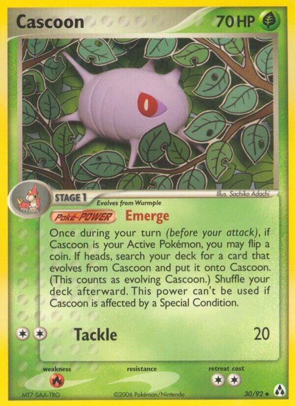 Pokémon Cascoon #30/92 EX Legend Maker Uncommon Reverse Holofoil Lightly Played English Trading Card — catalog front, TCGplayer SKU 2737378