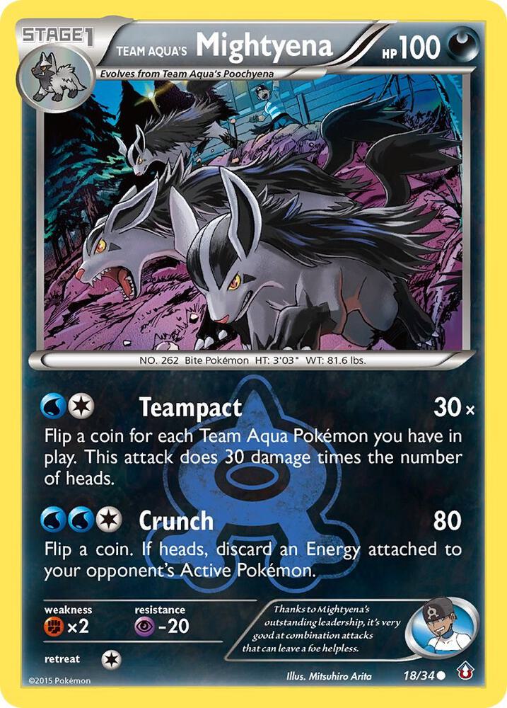 Pokémon Team Aqua's Mightyena #18/34 Double Crisis Common Reverse Holofoil Near Mint English Trading Card — catalog front, TCGplayer SKU 2829859