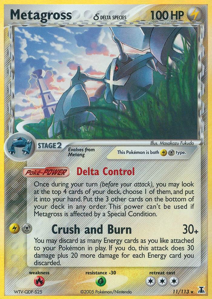 Pokémon Metagross #11/113 EX Delta Species Delta Species Holofoil Moderately Played English Trading Card — catalog front, TCGplayer SKU 2838074