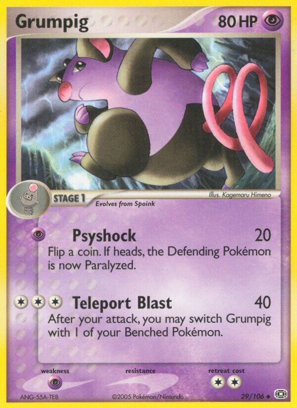 Pokémon Grumpig #29/106 EX Emerald Uncommon Reverse Holofoil Near Mint English Trading Card — catalog front, TCGplayer SKU 2866717