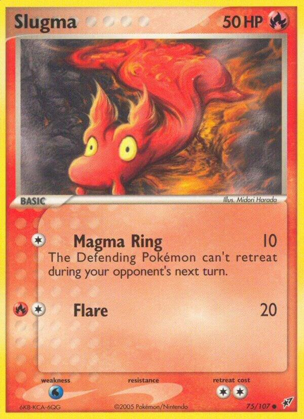 Pokémon Slugma #75/107 EX Deoxys Common Reverse Holofoil Moderately Played English Trading Card — catalog front, TCGplayer SKU 2871589