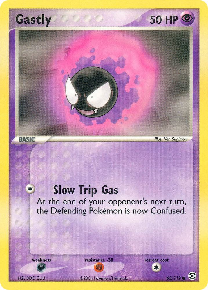 Pokémon Gastly #63/112 EX FireRed & LeafGreen Common Reverse Holofoil Heavily Played English Trading Card — catalog front, TCGplayer SKU 2872880