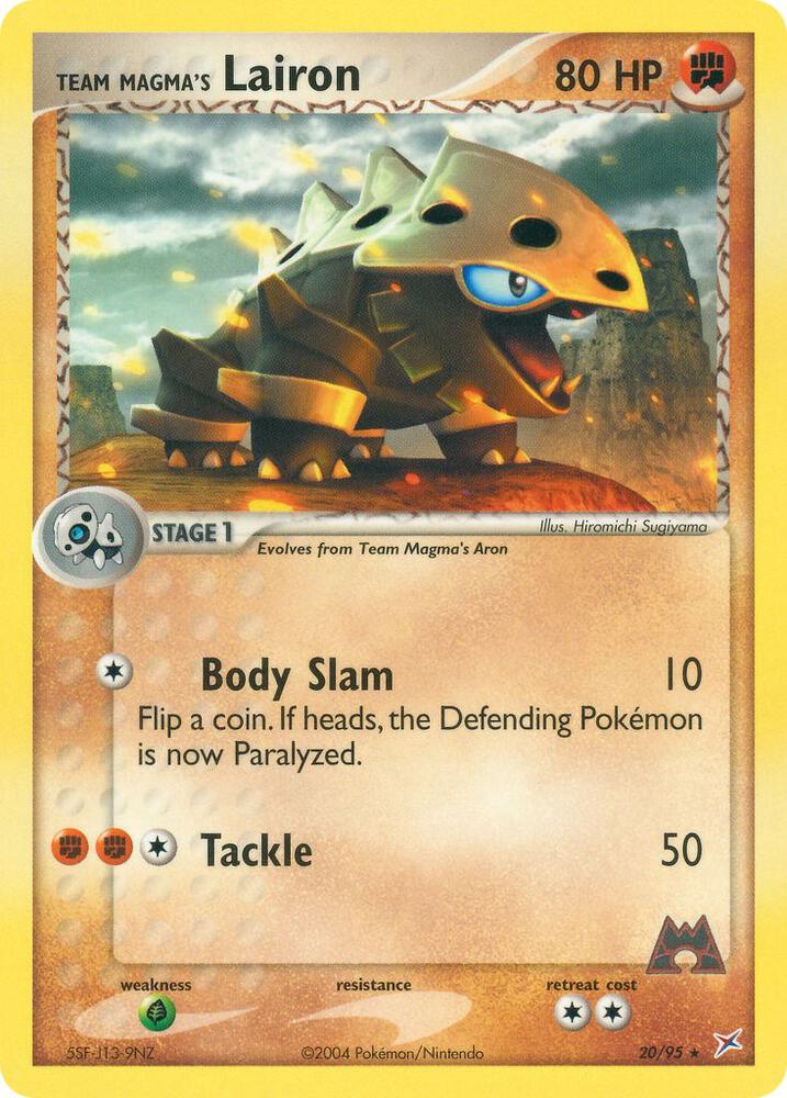 Pokémon Team Magma's Lairon #20/95 EX Team Magma vs Team Aqua Rare Reverse Holofoil Near Mint English Trading Card — catalog front, TCGplayer SKU 2876602