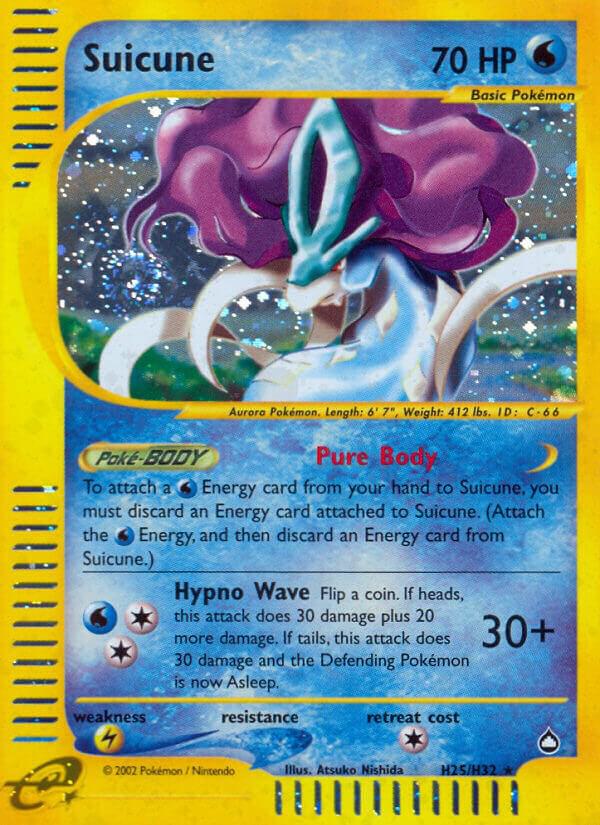 Pokémon Suicune #H25/H32 Aquapolis H25 Holofoil Moderately Played English Trading Card — catalog front, TCGplayer SKU 2891184