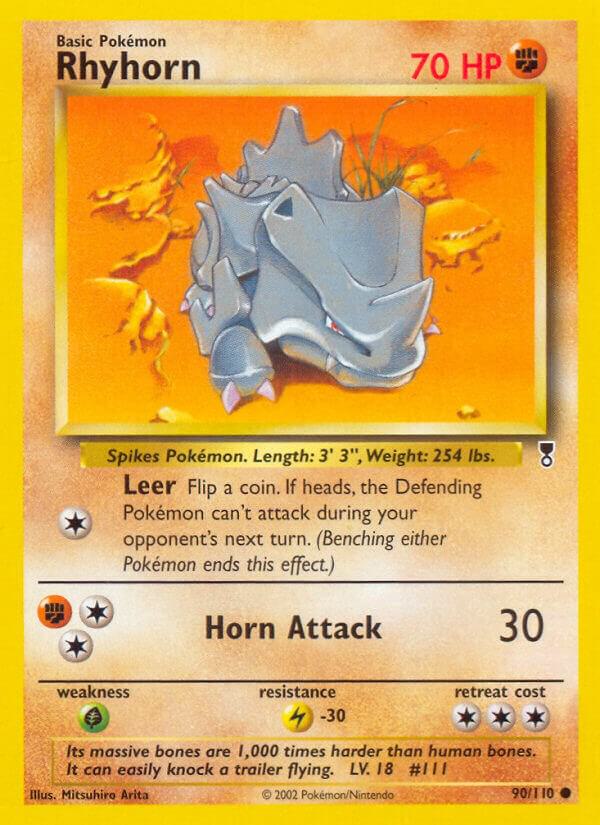 Pokémon Rhyhorn #090/110 Legendary Collection Common Reverse Holofoil Heavily Played English Trading Card — catalog front, TCGplayer SKU 2895679