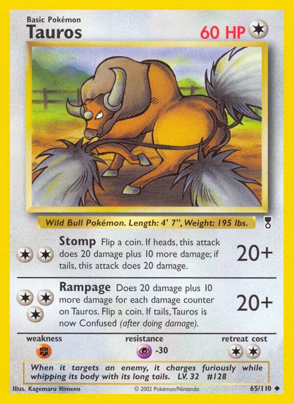 Pokémon Tauros #065/110 Legendary Collection Uncommon Reverse Holofoil Heavily Played English Trading Card — catalog front, TCGplayer SKU 2895729