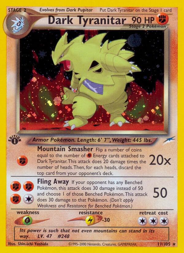 Pokémon Dark Tyranitar #011/105 Neo Destiny Holo Rare Holofoil Damaged Unlimited English Trading Card — catalog front, TCGplayer SKU 2897196