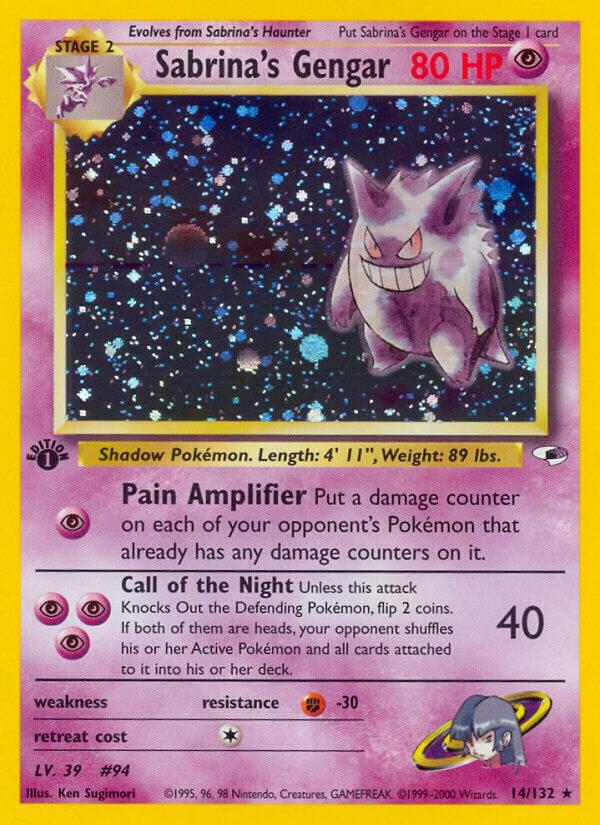 Pokémon Sabrina's Gengar #014/132 Gym Heroes Holo Rare Holofoil Heavily Played Unlimited English Trading Card — catalog front, TCGplayer SKU 2961220