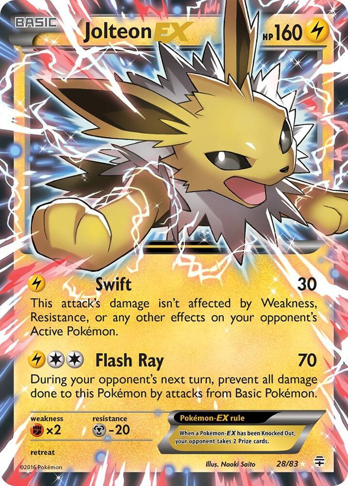 Pokémon Jolteon EX #28/83 Generations Ultra Rare Holofoil Near Mint English Trading Card — catalog front, TCGplayer SKU 3083864