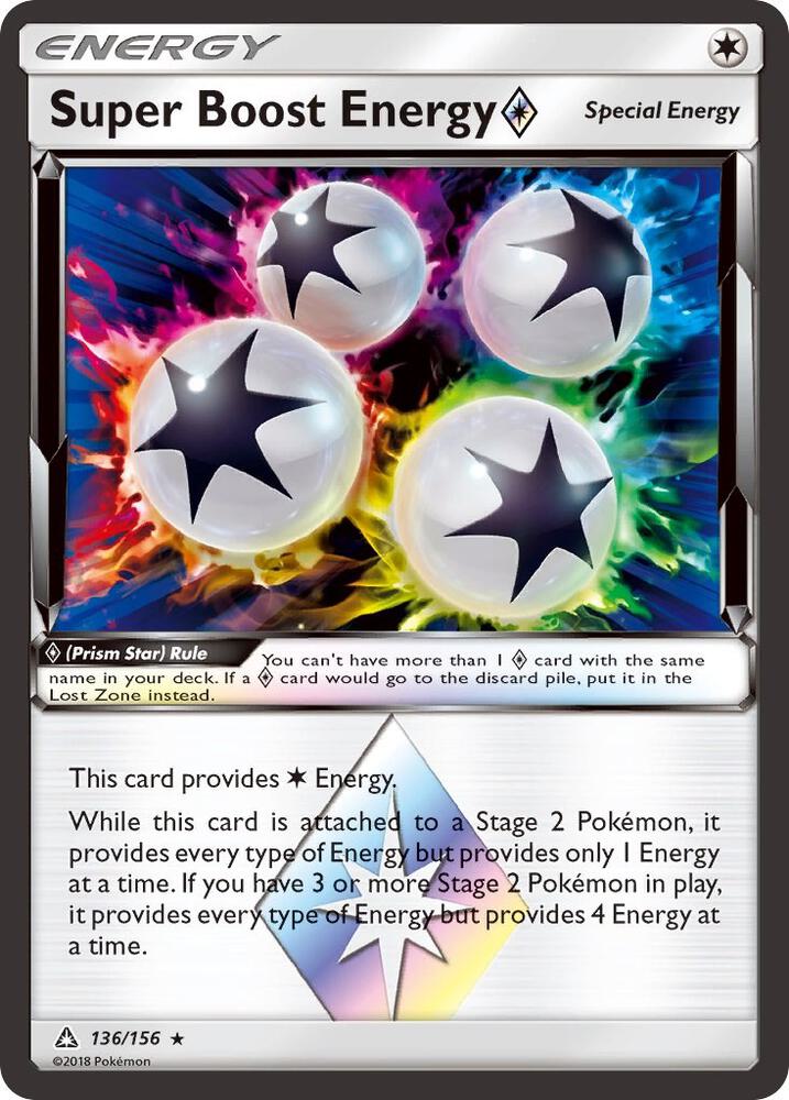 Pokémon Super Boost Energy Prism Star #136/156 SM - Ultra Prism Prism Rare Holofoil Near Mint English Trading Card — catalog front, TCGplayer SKU 3596018