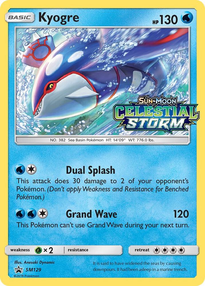 Pokémon Kyogre - SM129 #SM129 SM Promos Prerelease Holofoil Near Mint English Trading Card — catalog front, TCGplayer SKU 3824178