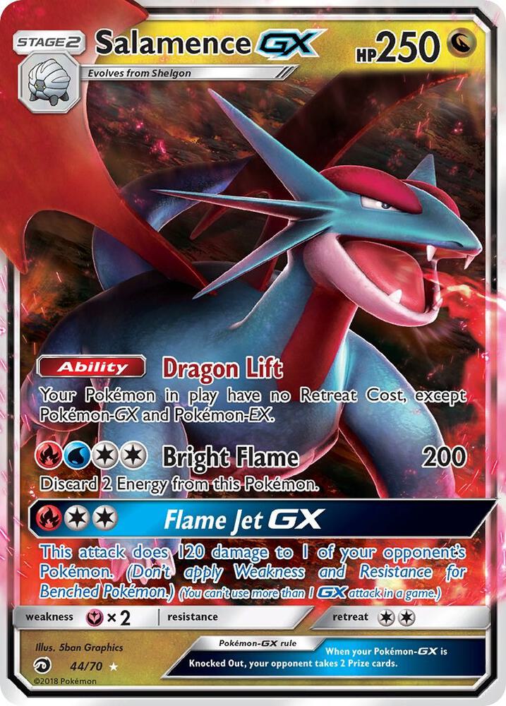 Pokémon Salamence GX #44/70 Dragon Majesty Ultra Rare Holofoil Near Mint English Trading Card — catalog front, TCGplayer SKU 3846007