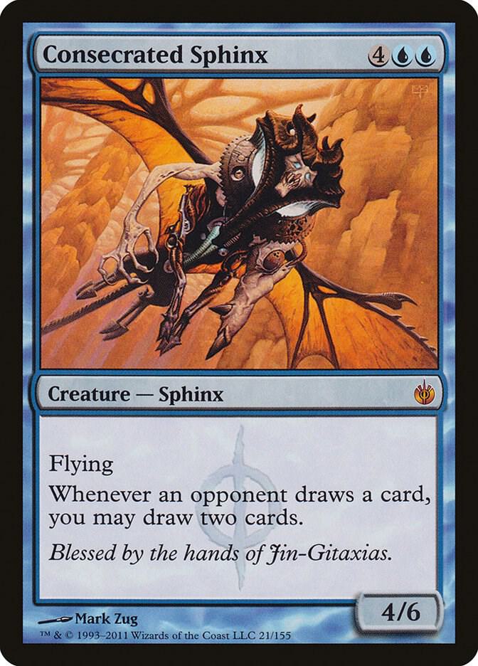 Magic Consecrated Sphinx #21 Mirrodin Besieged Mythic Rare Non-Foil Near Mint English Trading Card — catalog front, TCGplayer SKU 413973