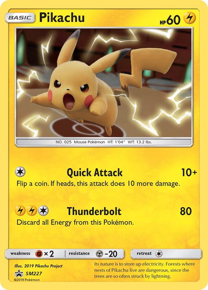 Pokémon Pikachu #SM227 SM Promos Promo Holofoil Near Mint English Trading Card — catalog front, TCGplayer SKU 4278968