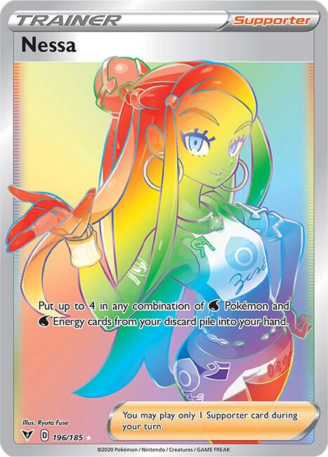 Pokémon Nessa #196/185 SWSH04: Vivid Voltage Secret Holofoil Near Mint English Trading Card — catalog front, TCGplayer SKU 4634900