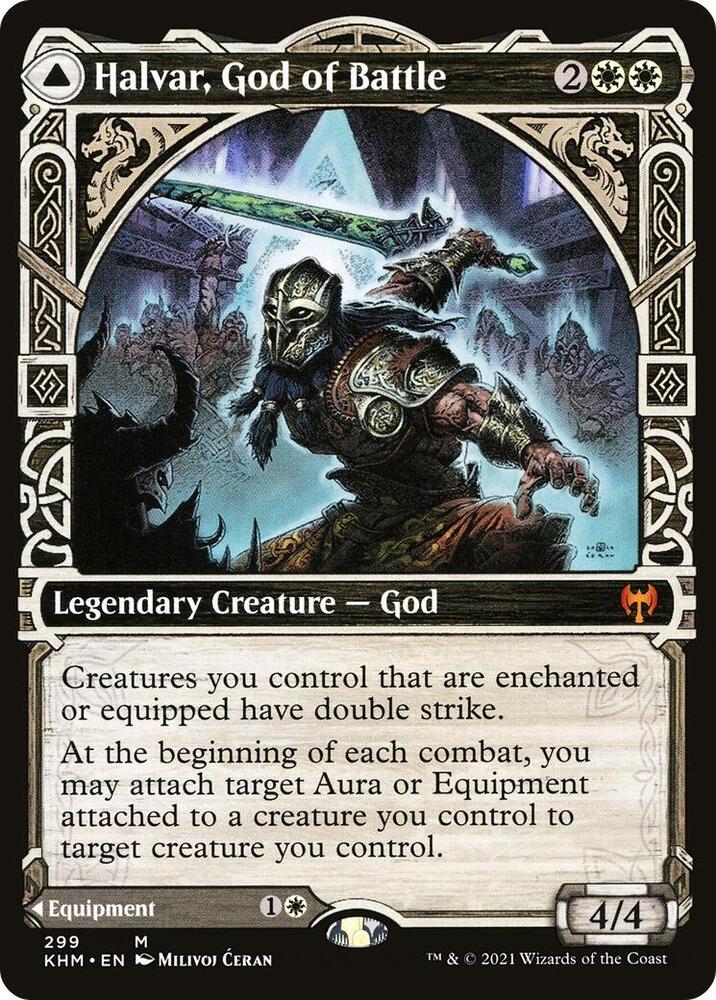 Magic Halvar, God of Battle #299 Kaldheim Showcase Non-Foil Near Mint English Trading Card — catalog front, TCGplayer SKU 4693132