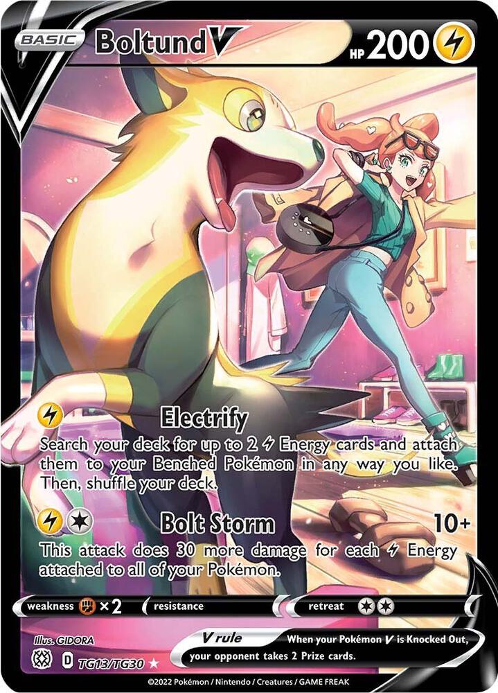 Pokémon Boltund V #TG13/TG30 SWSH09: Brilliant Stars Trainer Gallery Ultra Rare Holofoil Near Mint English Trading Card — catalog front, TCGplayer SKU 5459943