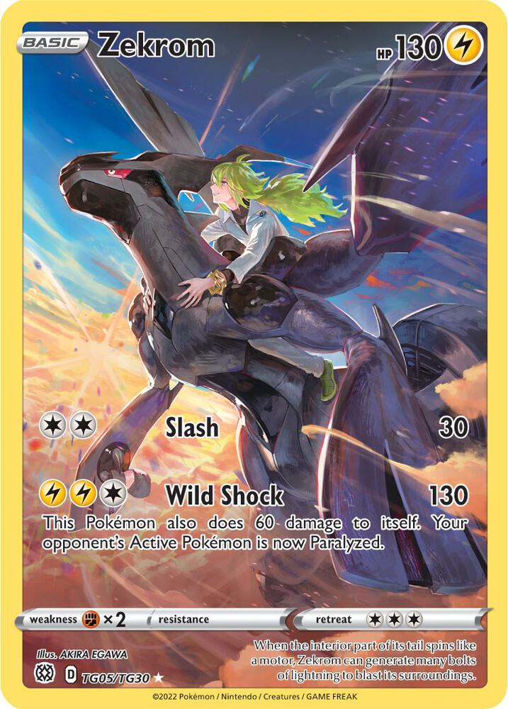 Pokémon Zekrom #TG05/TG30 SWSH09: Brilliant Stars Trainer Gallery Ultra Rare Holofoil Lightly Played English Trading Card — catalog front, TCGplayer SKU 5459959