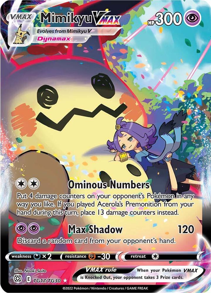 Pokémon Mimikyu VMAX #TG17/TG30 SWSH09: Brilliant Stars Trainer Gallery Ultra Rare Holofoil Near Mint English Trading Card — catalog front, TCGplayer SKU 5460043
